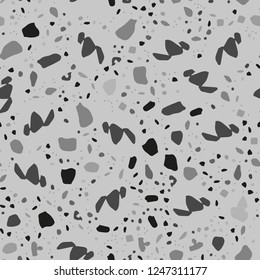 Terrazzo seamless pattern. Vector illustration Background for print home decor, interior, fabric, textile, paper, wrapping, covers Imitation of the surface of the stone floor from granite particles