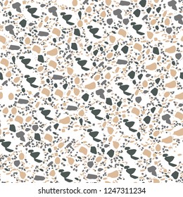 Terrazzo seamless pattern. Vector illustration Background for print home decor, interior, fabric, textile, paper, wrapping, covers Imitation of the surface of the stone floor from granite particles