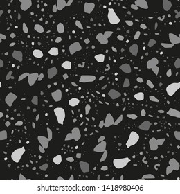 Terrazzo seamless pattern. Vector illustration Background for print home decor, interior, fabric, textile, paper, wrapping, covers Imitation of the surface of the stone floor from granite particles