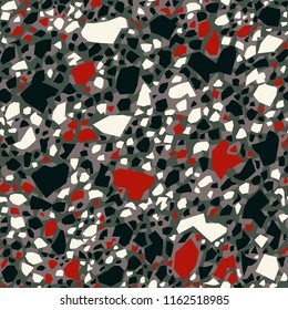 Terrazzo seamless pattern. Vector seamless pattern with pebbles and stone. Pattern ideal for wrapping paper, wallpaper, terrazzo flooring