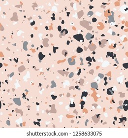 Terrazzo seamless pattern. Vector seamless pattern with pebbles and stone. Pattern ideal for wrapping paper, wallpaper, terrazzo flooring - Vector