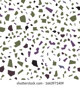 Terrazzo seamless pattern vector. Texture of classic italian type of floor in Venetian style composed of natural stone, granite, quartz, marble, glass and concrete.