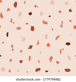 Terrazzo seamless pattern. Vector texture of mosaic floor consisting of stone fragments, chips of marble, granite, limestone, quartz, glass splinters and concrete. Classic Italian flooring background