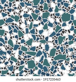 Terrazzo seamless pattern. Venetian modern stone background. Abstract geometric fashion print for graphic design. Concrete and marble texture for italian floor and wall. 