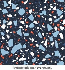 Terrazzo seamless pattern. Venetian modern stone background. Abstract geometric fashion print for graphic design. Concrete and marble texture for Italian floor and wall. 