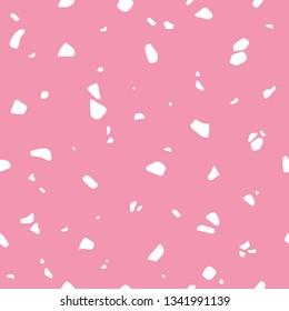 Terrazzo seamless pattern in White and Pink. Perfect for wallpaper, gift paper, colorful background