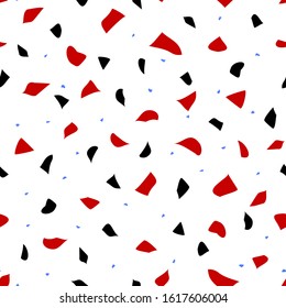 Terrazzo seamless pattern.Red,blue,black colors. Abstract background texture.