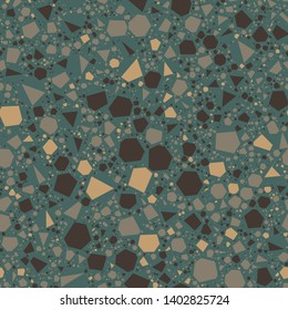 Terrazzo Motif Vectoriel Harmonieux À Répétition.  Des milliers d'éléments aléatoires qui ne se chevauchent pas.  Noir, maussade, vert pâle et neutre.  L'art génératif (fait avec du code). 