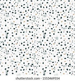 Terrazzo seamless vector pattern . Mosaic in the classical Venetian style on a gray-blue light background . Stylish stone textures of granite, quartz, marble, Wallpapers, web backgrounds, fabric