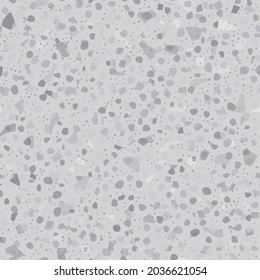 Terrazzo Seamless Venetian Pattern. Gray Marble Floor Background. Terrazzo Glass Marble Material. Vector Home Italian Texture. Mosaic Abstract Granite Design. Glass Venetian Irregular Print. Stone Art