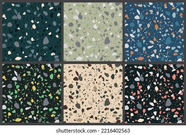 Terrazzo set of seamless patterns background for wallpaper and fabric