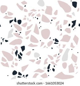 Decoración sencilla y minimalista en tonos pastel, gris, rosa y azul o negro. Papel digital vectorial moderno en negrita. Mosaico geométrico de piedra de fondo plano. Superficie blanda de guijarros para tela