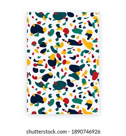 Terrazzo texture abstract design template. Creative magazine cover, packaging and branding styling. Contemporary vector illustration