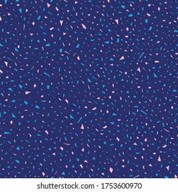 Textura de Terrazzo para baño y suelo. Patrón geométrico con puntos coloridos ilustraciones de material vectorial. Patrón azul sin costuras para textiles.