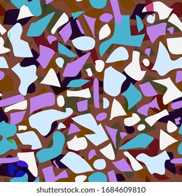 terrazzo texture, mosaic seamless pattern of granite, marble, stone. Colorful stone background. Abstract seamless pattern in brown color.