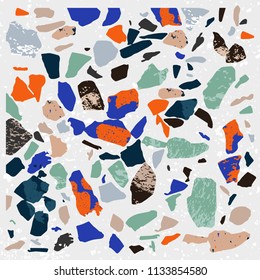 Terrazzo texture. Polished pebble stone tile. Highly detailed.