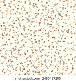 Terrazzo texture vector in beige, brown colours. Textile background. Quartz, pebble tiles. Interior design.