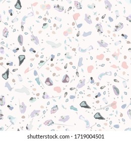 Terrazzo Texture Vector. Flooring Seamless Pattern. Floor Granite Textured. Stone, Rock, Marble Textile Background. Natural Pavement, Mosaic Template. Quartz, Pebble Tile. Design Interior Decor.