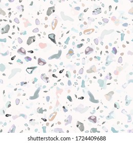 Terrazzo Texture Vector. Flooring Seamless Pattern. Floor Granite Textured. Stone, Rock, Marble Textile Background. Natural Pavement, Mosaic Template. Quartz, Pebble Tile. Design Interior Decor.