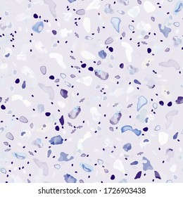 Terrazzo Texture Vector. Flooring Seamless Pattern. Floor Granite Textured. Stone, Rock, Marble Textile Background. Natural Pavement, Mosaic Template. Quartz, Pebble Tile. Design Interior Decor.