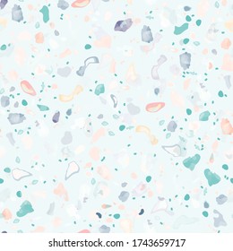 Terrazzo Texture Vector. Flooring Seamless Pattern. Floor Granite Textured. Stone, Rock, Marble Textile Background. Natural Pavement, Mosaic Template. Quartz, Pebble Tile. Design Interior Decor.