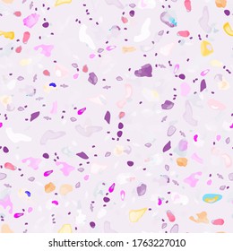 Vector de textura Terrazzo. Patrón sin soldadura en el suelo. Granito de piso texturado. Piedra, Roca, Fondo Textil de Mármol. Pavimento Natural, Plantilla Mosaica. Cuartz, Pebble Tile. Decoración interior de diseño.