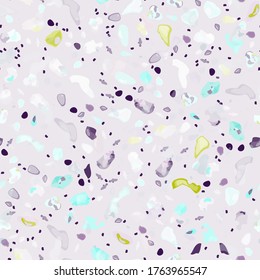 Terrazzo Texture Vector. Flooring Seamless Pattern. Floor Granite Textured. Stone, Rock, Marble Textile Background. Natural Pavement, Mosaic Template. Quartz, Pebble Tile. Design Interior Decor.