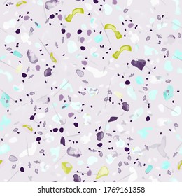 Terrazzo Texture Vector. Flooring Seamless Pattern. Floor Granite Textured. Stone, Rock, Marble Textile Background. Natural Pavement, Mosaic Template. Quartz, Pebble Tile. Design Interior Decor.