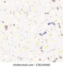 Terrazzo Texture Vector. Flooring Seamless Pattern. Floor Granite Textured. Stone, Rock, Marble Textile Background. Natural Pavement, Mosaic Template. Quartz, Pebble Tile. Design Interior Decor.