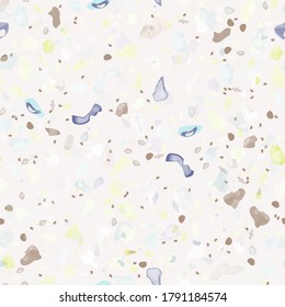 Terrazzo Texture Vector. Flooring Seamless Pattern. Floor Granite Textured. Stone, Rock, Marble Textile Background. Natural Pavement, Mosaic Template. Quartz, Pebble Tile. Design Interior Decor.