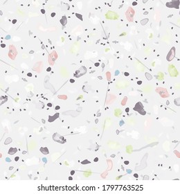 Terrazzo Texture Vektor. Fußboden Nahtlose Muster. Fußbodengranit-Textur. Stein- oder Rock-Marmor, Stoffhintergrund. Natürliches Pflastermosaikmuster. Quarz, Kieselstein. Design Innendekoration.