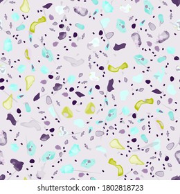 Terrazzo Texture Vector. Flooring Seamless Pattern. Floor Granite Textured. Stone, Rock, Marble Textile Background. Natural Pavement, Mosaic Template. Quartz, Pebble Tile. Design Interior Decor.