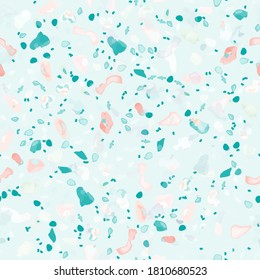 Terrazzo Texture Vector. Flooring Seamless Pattern. Floor Granite Textured. Stone, Rock, Marble Textile Background. Natural Pavement, Mosaic Template. Quartz, Pebble Tile. Design Interior Decor.