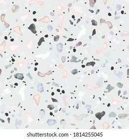 Vector de textura Terrazzo. Patrón sin soldadura en el suelo. Granito de piso texturado. Piedra, Roca, Fondo Textil de Mármol. Pavimento Natural, Plantilla Mosaica. Cuartz, Pebble Tile. Decoración interior de diseño.