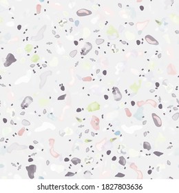 Vector de textura Terrazzo. Patrón sin soldadura en el suelo. Granito de piso texturado. Piedra, Roca, Fondo Textil de Mármol. Pavimento Natural, Plantilla Mosaica. Cuartz, Pebble Tile. Decoración interior de diseño.