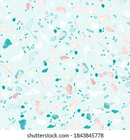 Terrazzo Texture Vector. Flooring Seamless Pattern. Floor Granite Textured. Stone, Rock, Marble Textile Background. Natural Pavement, Mosaic Template. Quartz, Pebble Tile. Design Interior Decor.