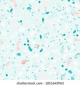 Terrazzo Texture Vector. Flooring Seamless Pattern. Floor Granite Textured. Stone, Rock, Marble Textile Background. Natural Pavement, Mosaic Template. Quartz, Pebble Tile. Design Interior Decor.