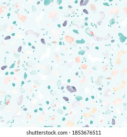 Terrazzo Texture Vector. Flooring Seamless Pattern. Floor Granite Textured. Stone, Rock, Marble Textile Background. Natural Pavement, Mosaic Template. Quartz, Pebble Tile. Design Interior Decor.