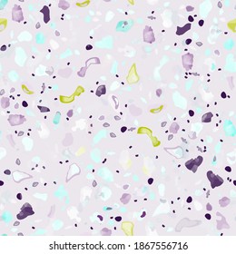 Terrazzo Texture Vector. Flooring Seamless Pattern. Floor Granite Textured. Stone, Rock, Marble Textile Background. Natural Pavement, Mosaic Template. Quartz, Pebble Tile. Design Interior Decor.