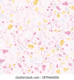 Terrazzo Texture Vector. Flooring Seamless Pattern. Floor Granite Textured. Stone, Rock, Marble Textile Background. Natural Pavement, Mosaic Template. Quartz, Pebble Tile. Design Interior Decor.