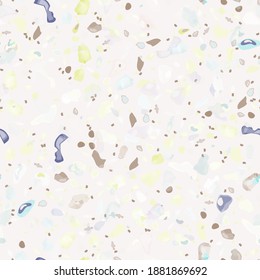 Terrazzo Texture Vector. Flooring Seamless Pattern. Floor Granite Textured. Stone, Rock, Marble Textile Background. Natural Pavement, Mosaic Template. Quartz, Pebble Tile. Design Interior Decor.