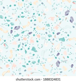 Vector de textura Terrazzo. Patrón sin soldadura en el suelo. Granito de piso texturado. Piedra, Roca, Fondo Textil de Mármol. Pavimento Natural, Plantilla Mosaica. Cuartz, Pebble Tile. Decoración interior de diseño.