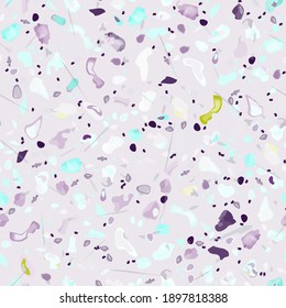 Terrazzo Texture Vector. Flooring Seamless Pattern. Floor Granite Textured. Stone, Rock, Marble Textile Background. Natural Pavement, Mosaic Template. Quartz, Pebble Tile. Design Interior Decor.