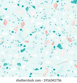 Terrazzo Texture Vector. Flooring Seamless Pattern. Floor Granite Textured. Stone, Rock, Marble Textile Background. Natural Pavement, Mosaic Template. Quartz, Pebble Tile. Design Interior Decor.