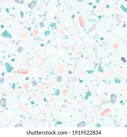 Terrazzo Texture Vector. Flooring Seamless Pattern. Floor Granite Textured. Stone, Rock, Marble Textile Background. Natural Pavement, Mosaic Template. Quartz, Pebble Tile. Design Interior Decor.