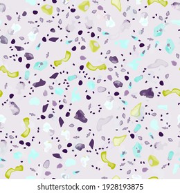 Terrazzo Texture Vector. Flooring Seamless Pattern. Floor Granite Textured. Stone, Rock, Marble Textile Background. Natural Pavement, Mosaic Template. Quartz, Pebble Tile. Design Interior Decor.