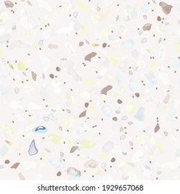 Terrazzo Texture Vector. Flooring Seamless Pattern. Floor Granite Textured. Stone, Rock, Marble Textile Background. Natural Pavement, Mosaic Template. Quartz, Pebble Tile. Design Interior Decor.