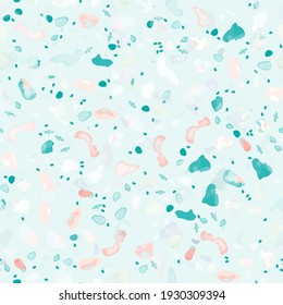 Terrazzo Texture Vector. Flooring Seamless Pattern. Floor Granite Textured. Stone, Rock, Marble Textile Background. Natural Pavement, Mosaic Template. Quartz, Pebble Tile. Design Interior Decor.