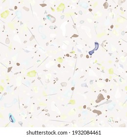 Terrazzo Texture Vector. Flooring Seamless Pattern. Floor Granite Textured. Stone, Rock, Marble Textile Background. Natural Pavement, Mosaic Template. Quartz, Pebble Tile. Design Interior Decor.