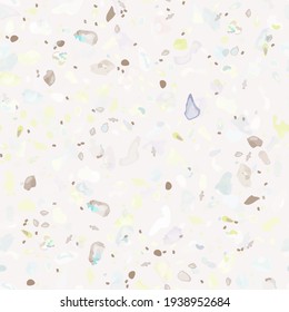 Terrazzo Texture Vector. Flooring Seamless Pattern. Floor Granite Textured. Stone, Rock, Marble Textile Background. Natural Pavement, Mosaic Template. Quartz, Pebble Tile. Design Interior Decor.